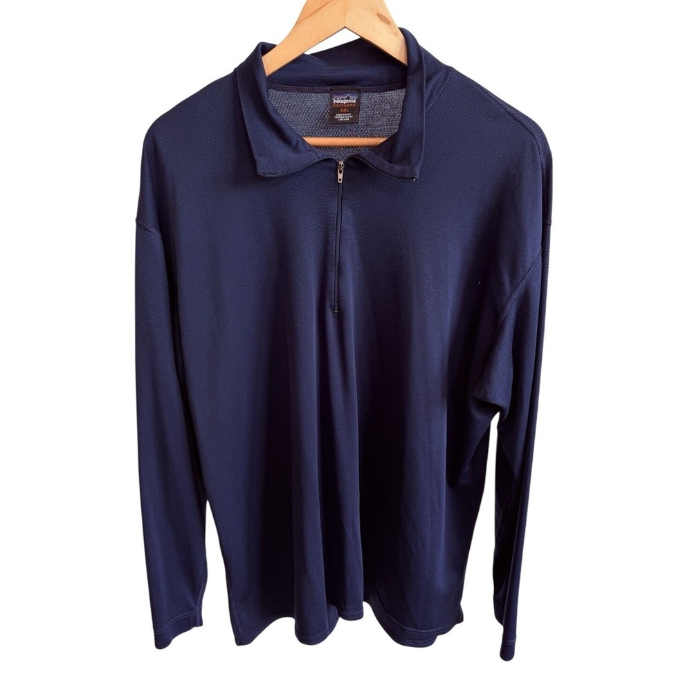 Patagonia Blue Capilene Baselayer 1/4 Zip Shirt Mens XXL Made in USA Vintage